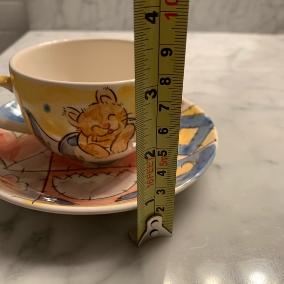 Hand-Painted Ceramic Cup & Saucer Set of 2 - Picture 8 of 9